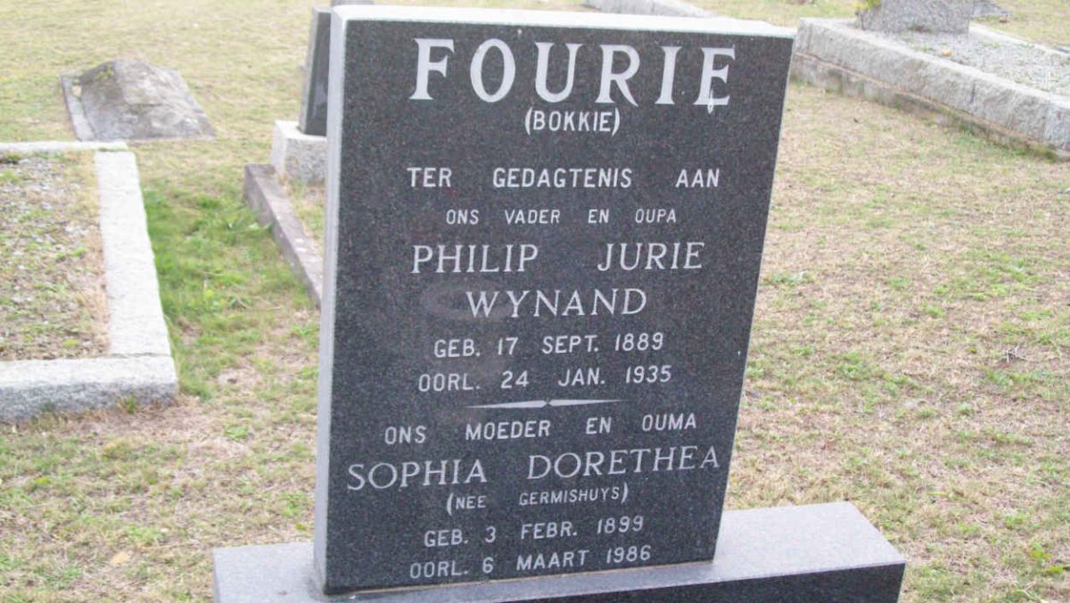 FOURIE Philip Jurie Wynand 1889-1935 &amp; Sophia Dorothea GELDENHUYS 1899-1986