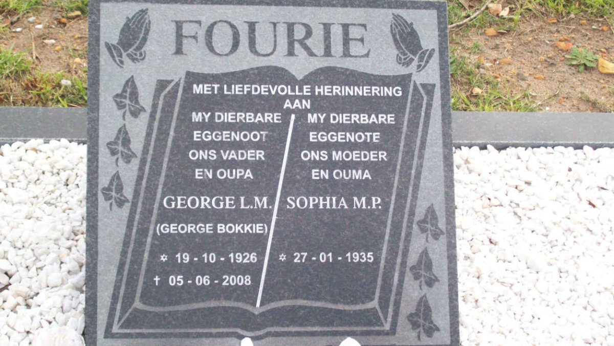 FOURIE George L.M. 1926-2008 &amp; Sophia M.P. 1935-?