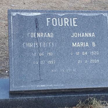 FOURIE Coenraad Christoffel 1907-1997 &amp; Johanna Maria B. 1920-2009