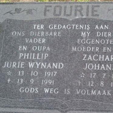 FOURIE Phillip Jurie Wynand 1917-1991 &amp; Zacharia Johanna 1913-1987