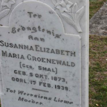 GROENEWALD Susanna Elizabeth Maria  nee SMAL 1873-1939
