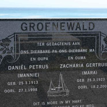 GROENEWALD Daniel Petrus 1913-1998 &amp; Zacharia Gertruida 1923-2004