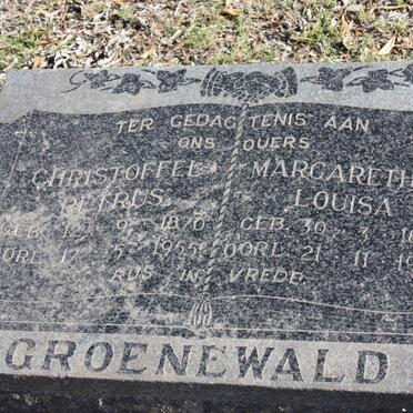 GROENEWALD Christoffel Petrus 1870-1955 &amp; Margaretha Louisa 1878-1966