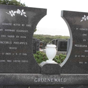 GROENEWALD Jacobus Philippus 1909-1981 &amp; Wesselina Johanna A. 1913-1996
