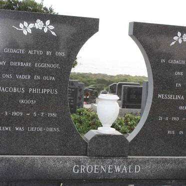 GROENEWALD Jacobus Philippus 1909-1981 &amp; Wesselina Johanna A. 1913-1996