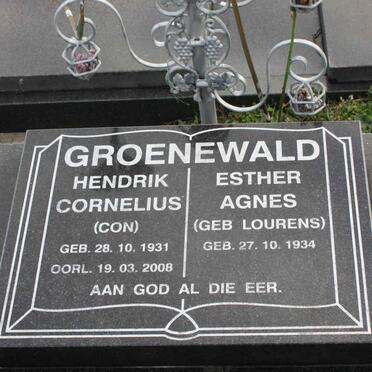 GROENEWALD Hendrik Cornelius 1931-2008 &amp; Esther Agnes LOURENS 1934-