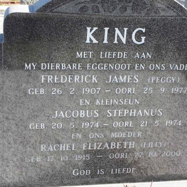 KING Frederick James 1907-1977 &amp; Rachel Elizabeth 1915-2000 :: KING Jacobus Stephanus 1974-1974