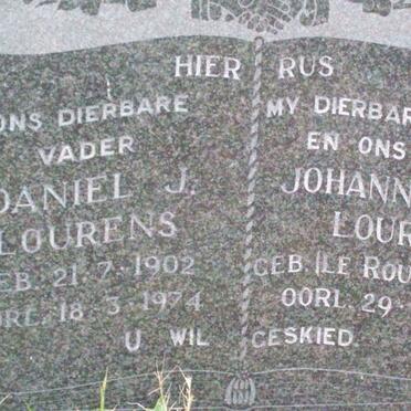 LOURENS Daniel J. 1902-1974 &amp; Johanna S.C. nee LE ROUX 1908-1966
