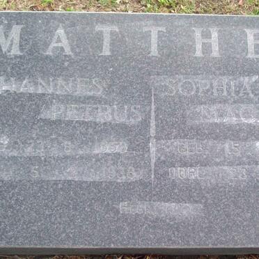 MATTHEE Johannes Petrus 1858-193?-Sophia Magarita 1869-1949