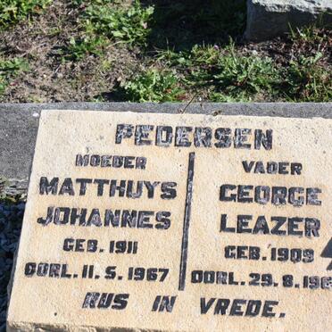 PEDERSEN George Leazer 1909-1967 &amp; Matthuys Johannes 1911-1967