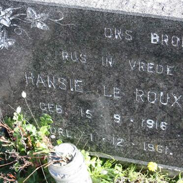 ROUX Hansie, le 1916-1961