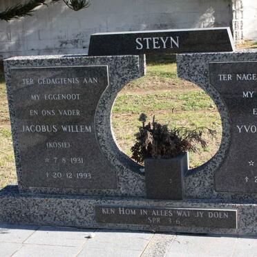 STEYN Jacobus Willem 1931-1993 &amp; Yvonne Wendy 1933-2007