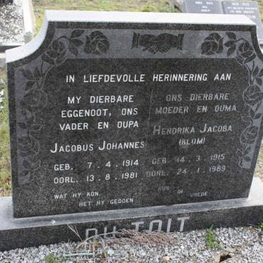 TOIT Jacobus Johannes, du 1914-1981 &amp; Hendrika Jacoba BLOM 1915-1989