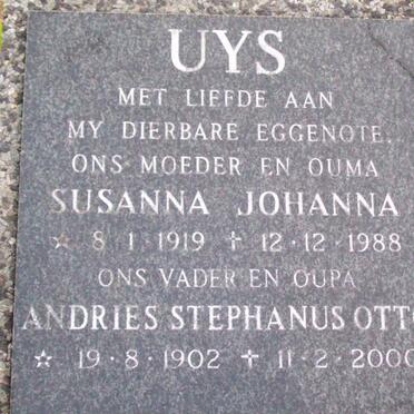 UYS Andries Stephanus Otto 1902-2000 &amp; Susanna Johanna 1919-1988 