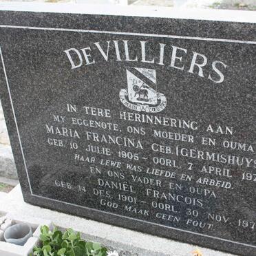 VILLIERS Daniël Francois, de 1901-1973 &amp; Maria Francina GERMISHUYS 1905-1972