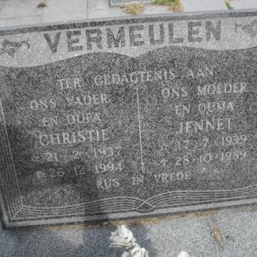 VERMEULEN Christie 1937-1994 &amp; Jennet 1939-1989