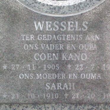 WESSELS Coen Kano 1905-1996 &amp; Sarah 1910-1972