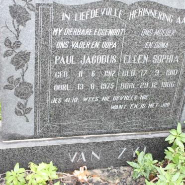 ZYL Paul Jacobus, van 1912-1975 &amp; Ellen Sophia 1910-1986