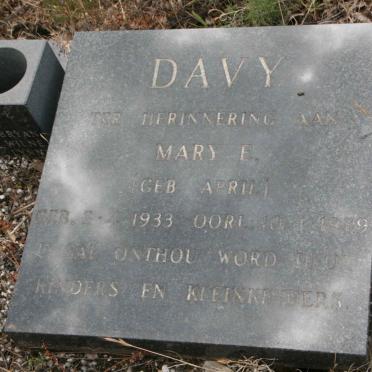 DAVY Mary E. nee APRIL 1933-1989