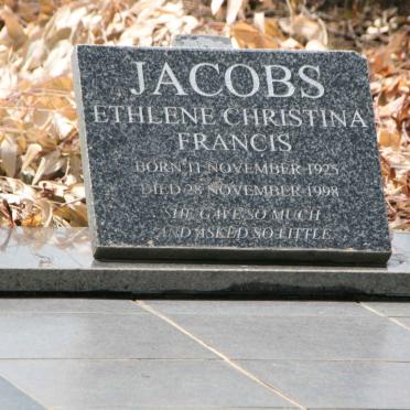 JACOBS Ethlene Christina Francis 1925-1998