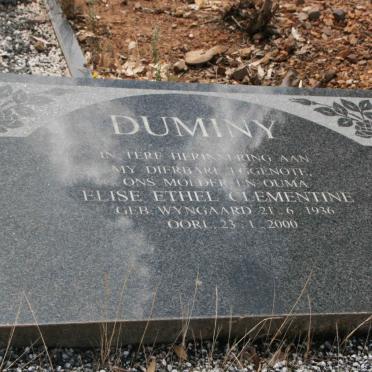 DUMINY Elise Ethel Clementine nee WYNGAARD 1936-2000