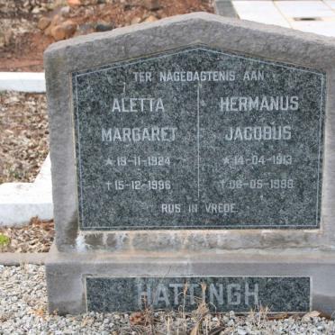 HATTINGH Hermanus Jacobus 1913-1988 & Aletta Margaret 1924-1996