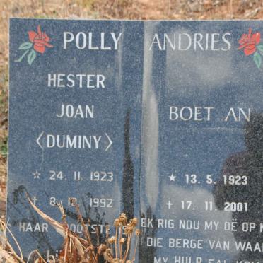 ? Andries 1923-2001 & Hester Joan DUMINY 1923-1992