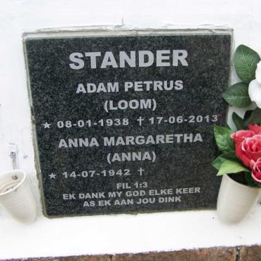 STANDER Adam Petrus 1938-2013 &amp; Anna Margaretha 1942-