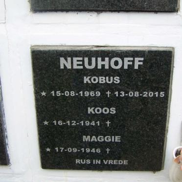 NEUHOFF Koos 1941- &amp; Maggie 1946- :: NEUHOFF Kobus 1969-2015