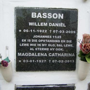 BASSON Willem Daniel 1922-2009 &amp; Magdalena Catharina 1927-2013