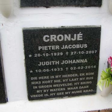 CRONJE Pieter Jacobus 1929-2007 &amp; Judith Johanna 1933-2014