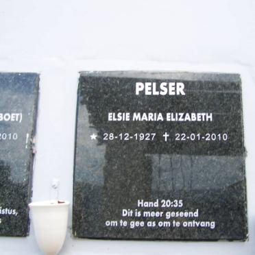 PELSER Elsie Maria Elizabeth 1927-2010