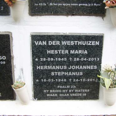 WESTHUIZEN Hermanus Johannes Stephanus, van der 1946-2013 &amp; Hester Maria 1945-2013