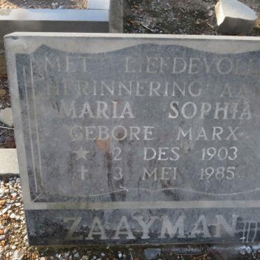 ZAAYMAN Maria Sophia nee MARX 1903-1985