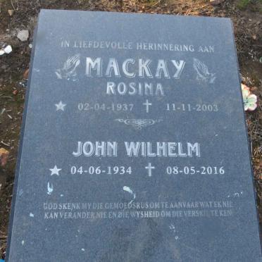 MACKAY John Wilhelm 1934-2016 &amp; Rosina 1937-2003