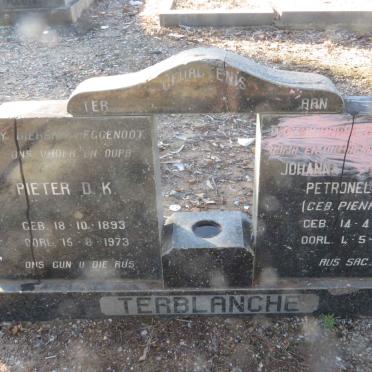 TERBLANCHE Pieter D.K. 1893-1973 &amp; Petronella PIENAAR 1897-1985