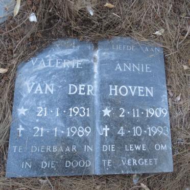 HOVEN Annie, van der 1909-1993 :: VAN DER HOVEN Valerie 1931-1989