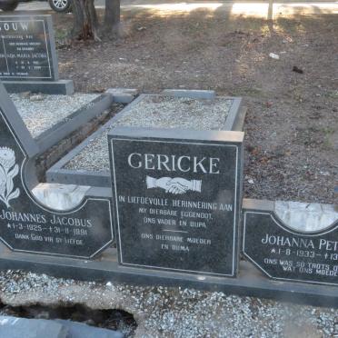 GERICKE Johannes Jacobus 1925-1991 &amp; Johanna Petronella 1933-1998