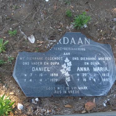 JORDAAN Daniel 1898-1979 &amp; Anna Maria 1912-1997