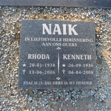 NAIK Kenneth 1935-2008 &amp; Rhoda 1938-2006