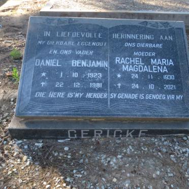 GERICKE Daniel Benjamin 1923-1981 &amp; Rachel Maria Magdalena 1930-2021