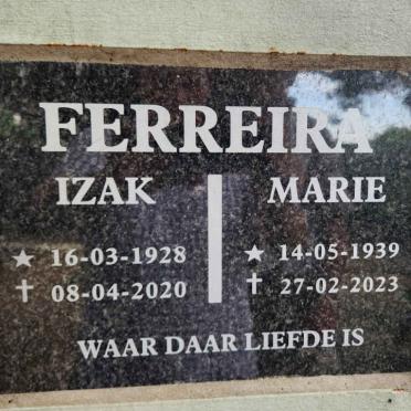 FERREIRA Izak 1928-2020 & Marie 1939-2023