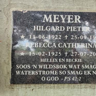 MEYER Hilgard Pieter 1922-1992 & Rebecca Catherina 1925-2020