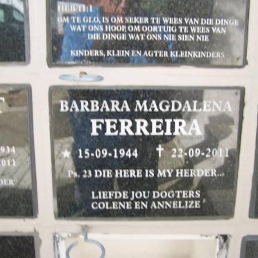 FERREIRA Barbara Magdalena 1944-2011