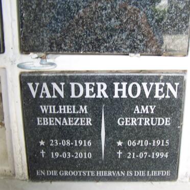 HOVEN Wilhelm Ebenaezer, van der 1916-2010 &amp; Amy Gertrude 1915-1994