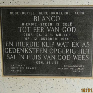 2. Gedenksteen George NG Kerk Blanco