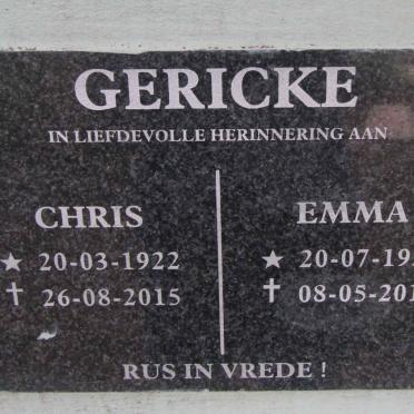 GERICKE Chris 1922-2015 &amp; Emma 1925-2017