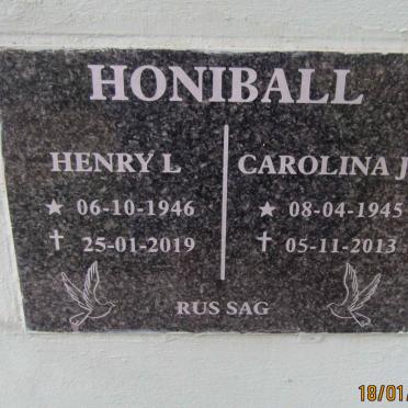 HONIBALL Henry L. 1946-2019 &amp; Carolina J.C. 1945-2013