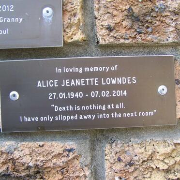 LOWNDES Alice Jeanette 1940-2014