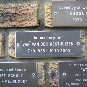 WESTHUIZEN Van, van der 1925-2003
